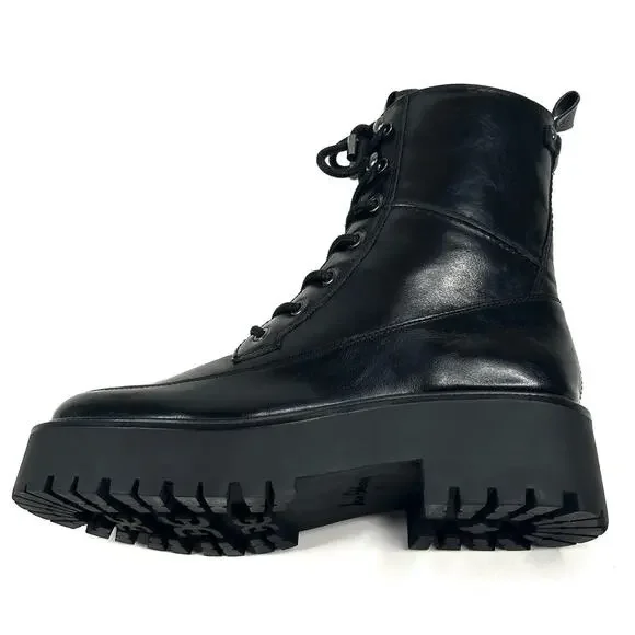Sam Edelman Elliot Black Leather Platform Combat Boot Lace Up Womens 7M New $180 - Picture 5 of 13